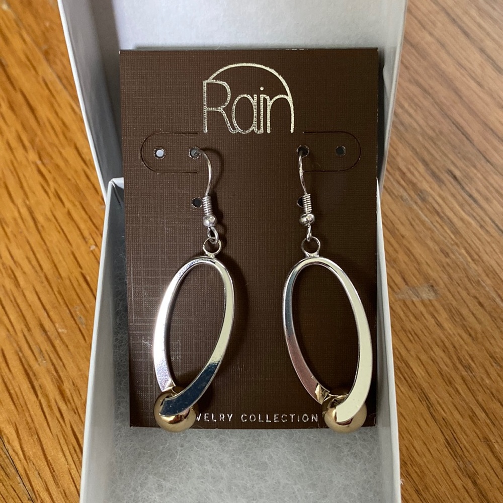 Silver Oval Drop Earrings